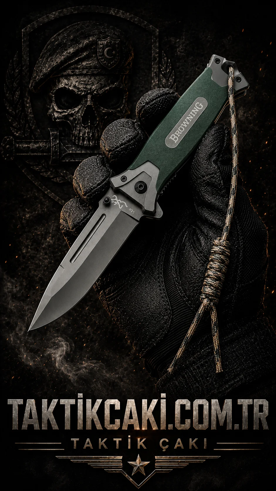 Browning Haki Katlanır Çakı - 22 CM