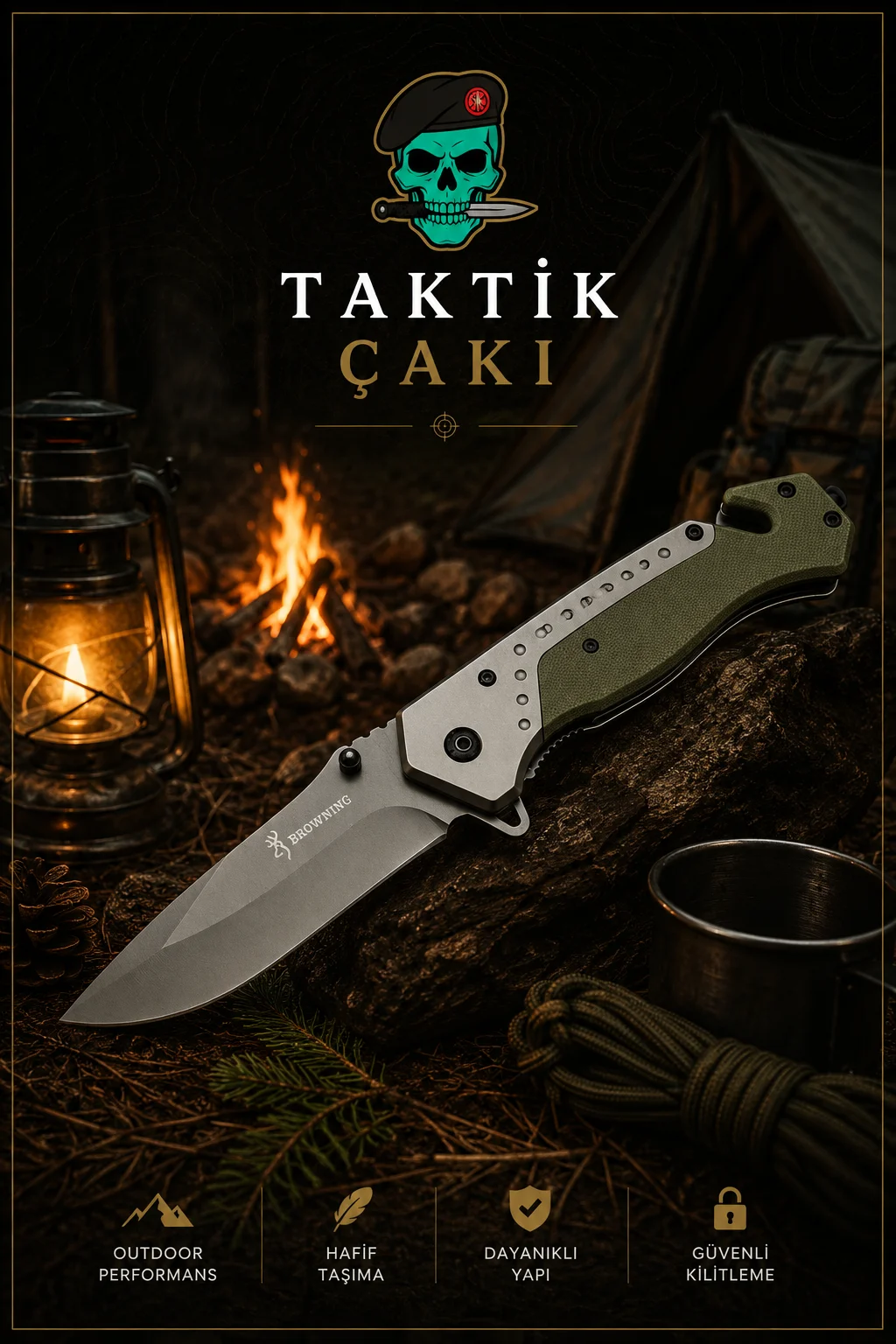 Browning Haki Kurtarma Çakısı | Profesyonel Doğa ve Kurtarma Araçları - Görsel 2