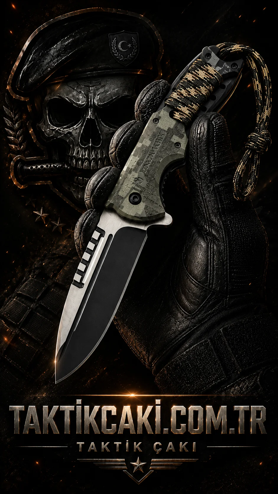 Browning Kevlar Çakı Yşl 21 CM - Kevlar Saplı Av ve Kamp Çakısı