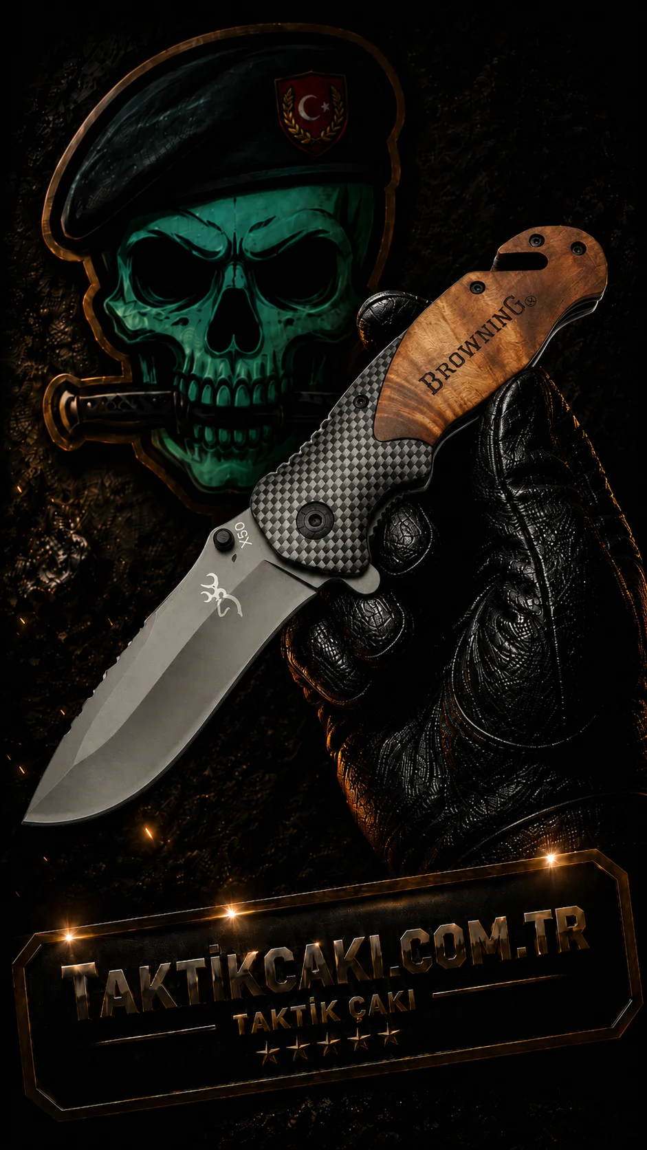 Browning Kurtarma Çakısı X50 - 20.5 CM - Çok Amaçlı Taşınabilir Çözüm