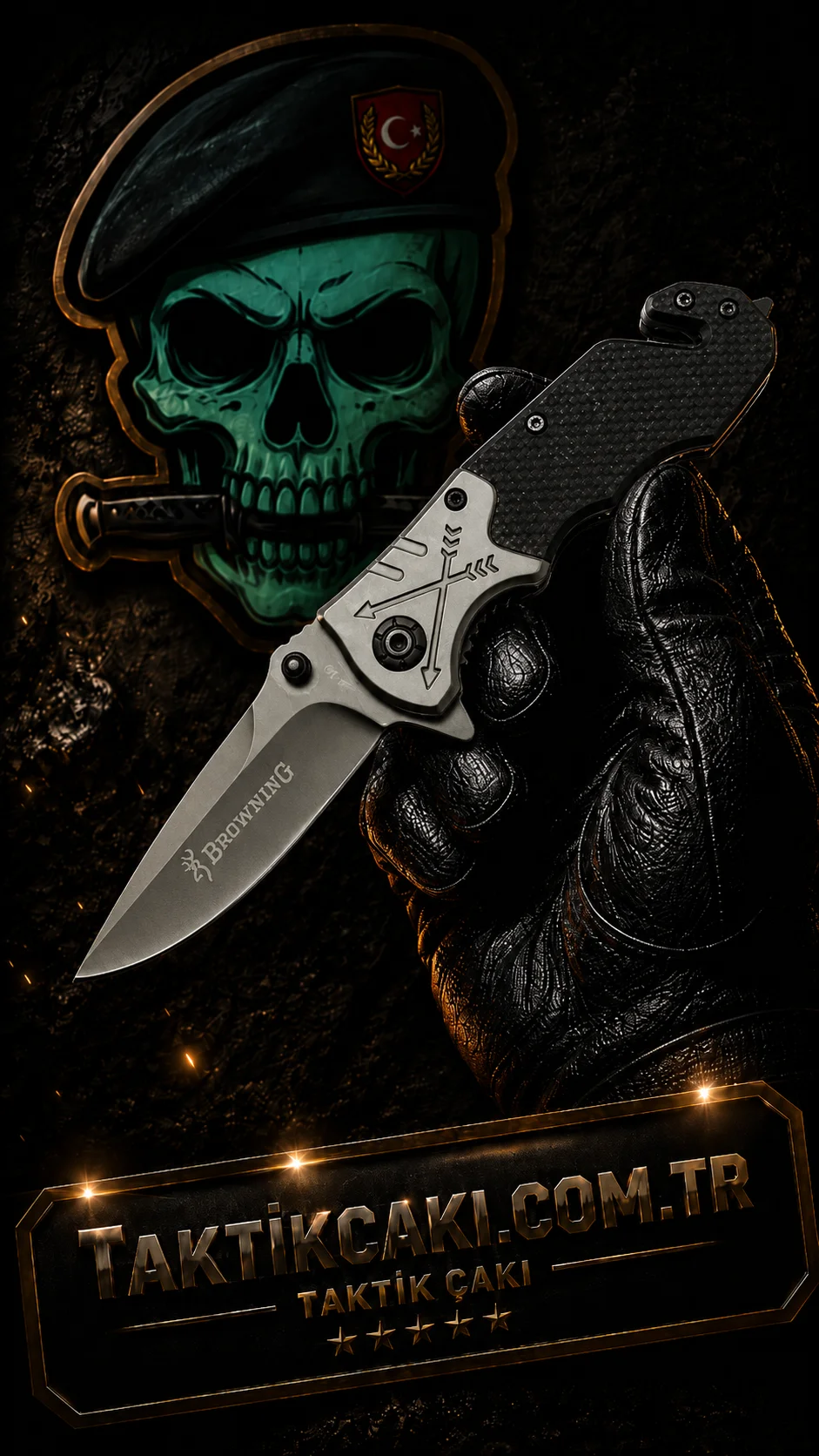 Browning Oklu Çakı K - 16.5 CM Profesyonel Çakı