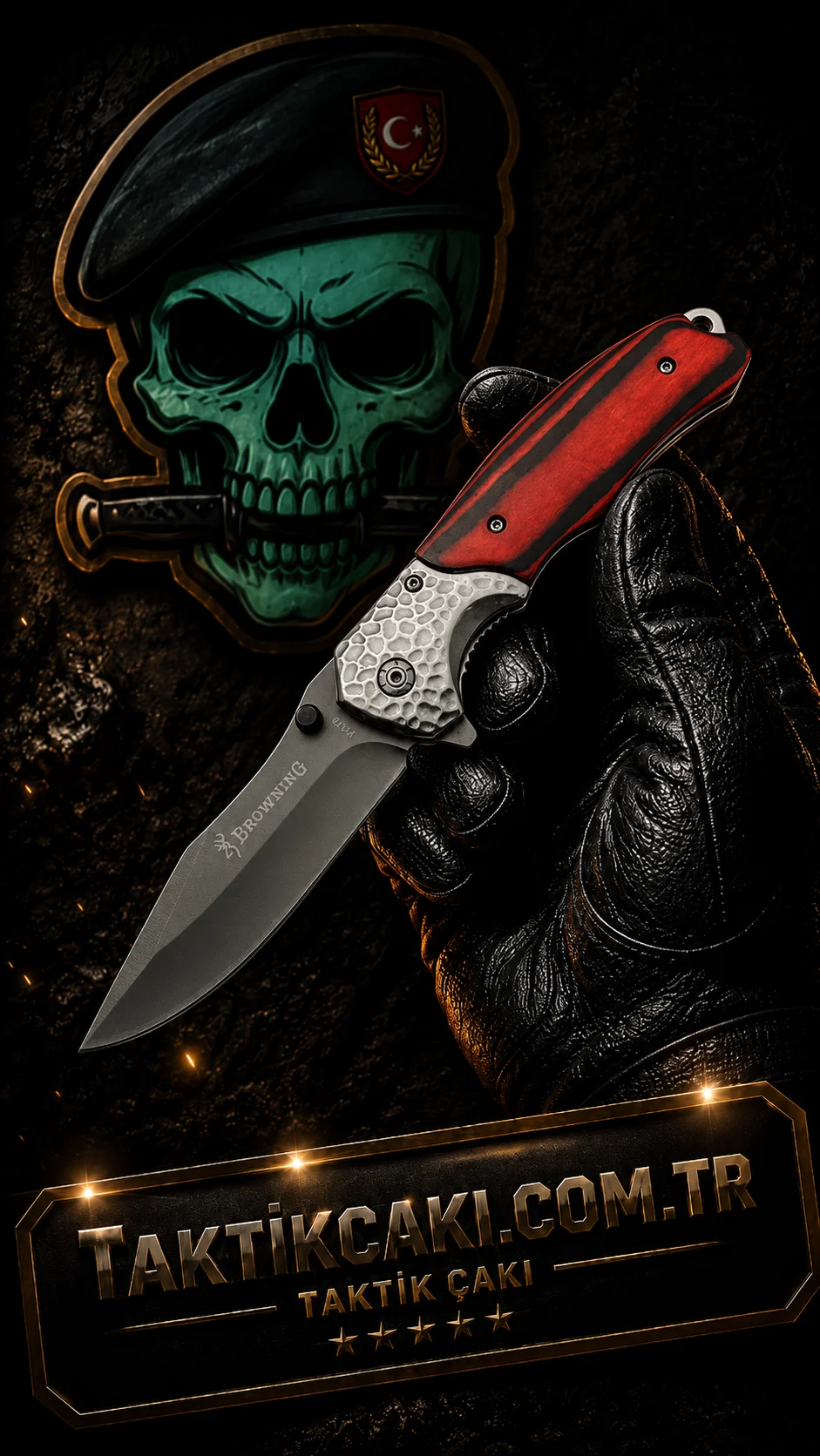 Browning Renkli Çakı 21,5 CM - Çok Fonksiyonlu Çakı