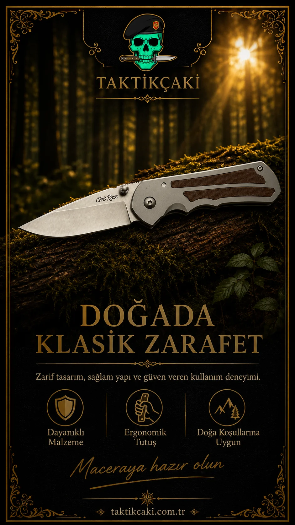 Chris Reeve İnkosi 18 CM Çakı - Profesyonel Çift Kesim Çakı
