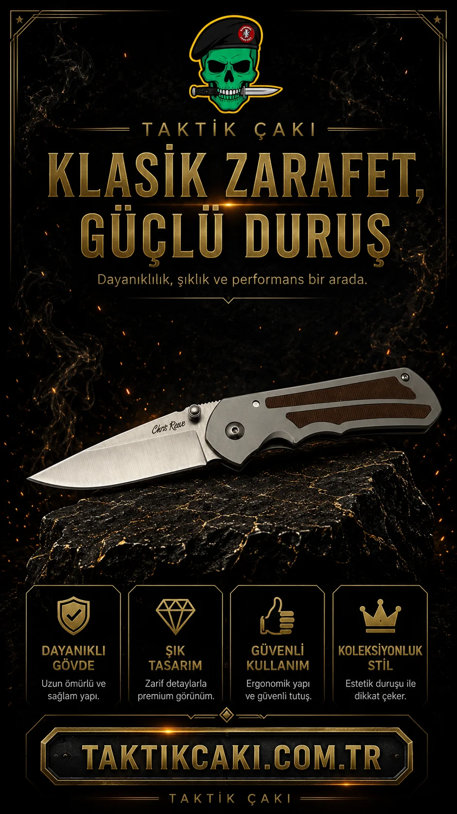 Chris Reeve İnkosi 18 CM Çakı - Profesyonel Çift Kesim Çakı - Görsel 2