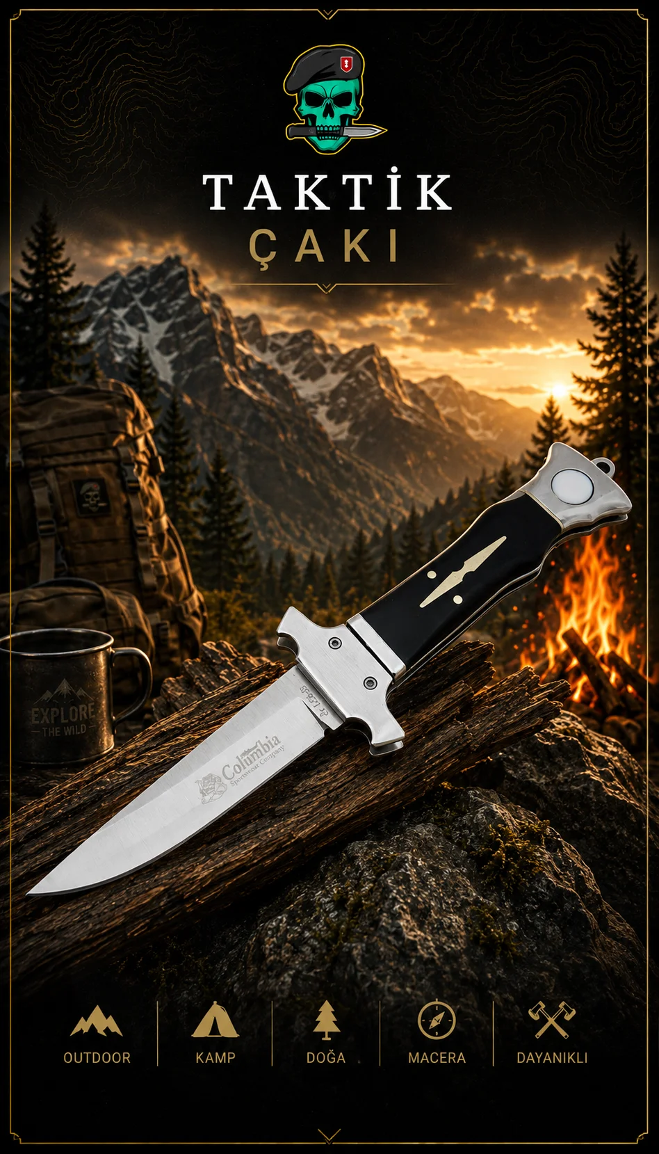 Columbia A-123-B Folding Knife – 22 CM Professional Retractable Blade - Görsel 3