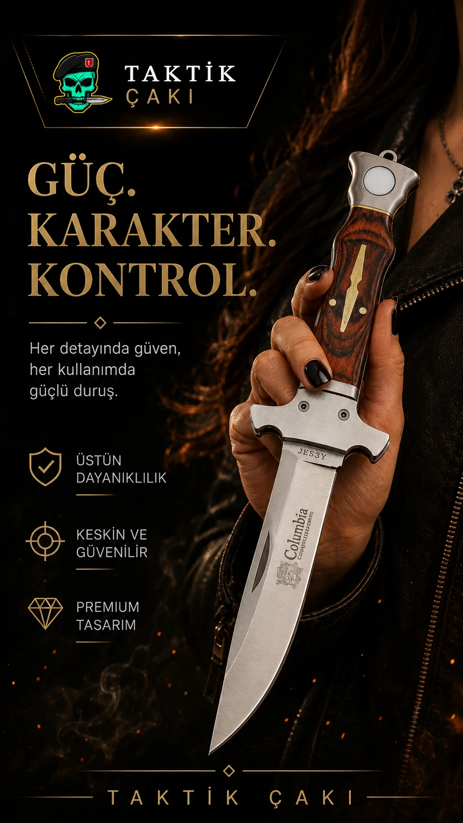Columbia A123 Çakı - 22 CM Profesyonel Çakı