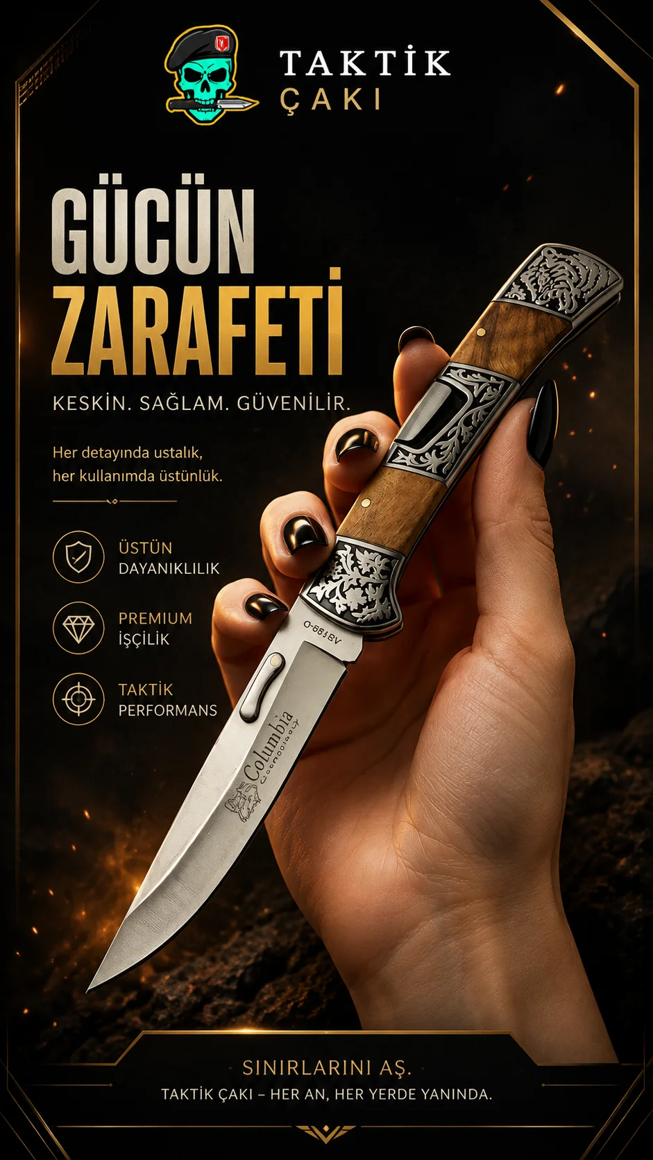 Columbia Wooden Folding Knife 23.5 CM – Natural Wood Design