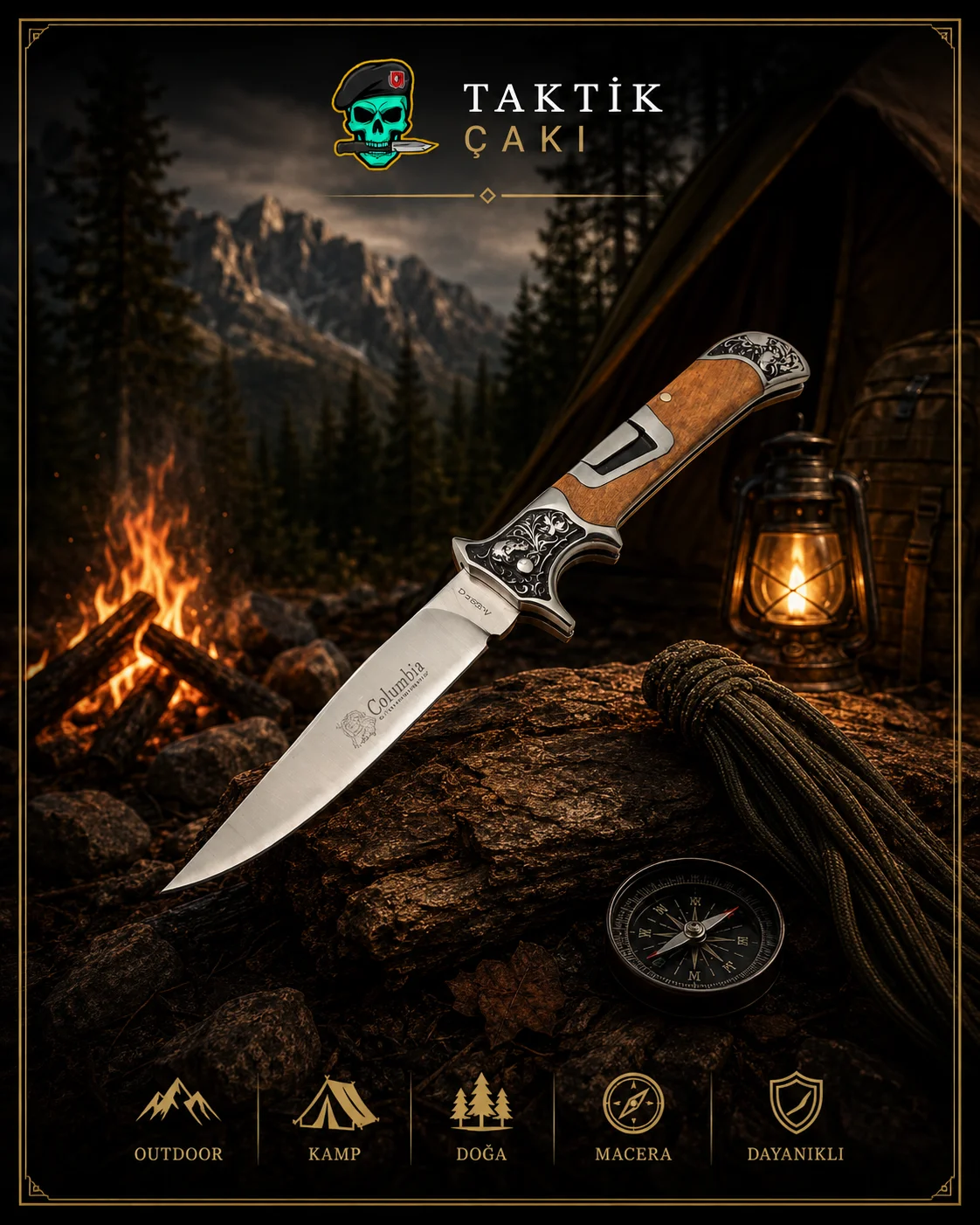 Columbia Hunter Knife 23 CM Professional Camping & Hunting Folding Knife - Görsel 3