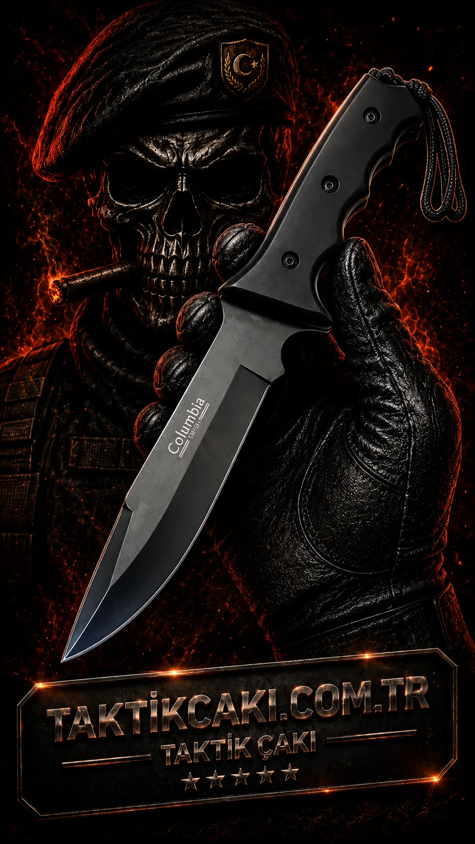 Columbia Black Hunting Knife 30 CM Profesyonel Av Bıçağı