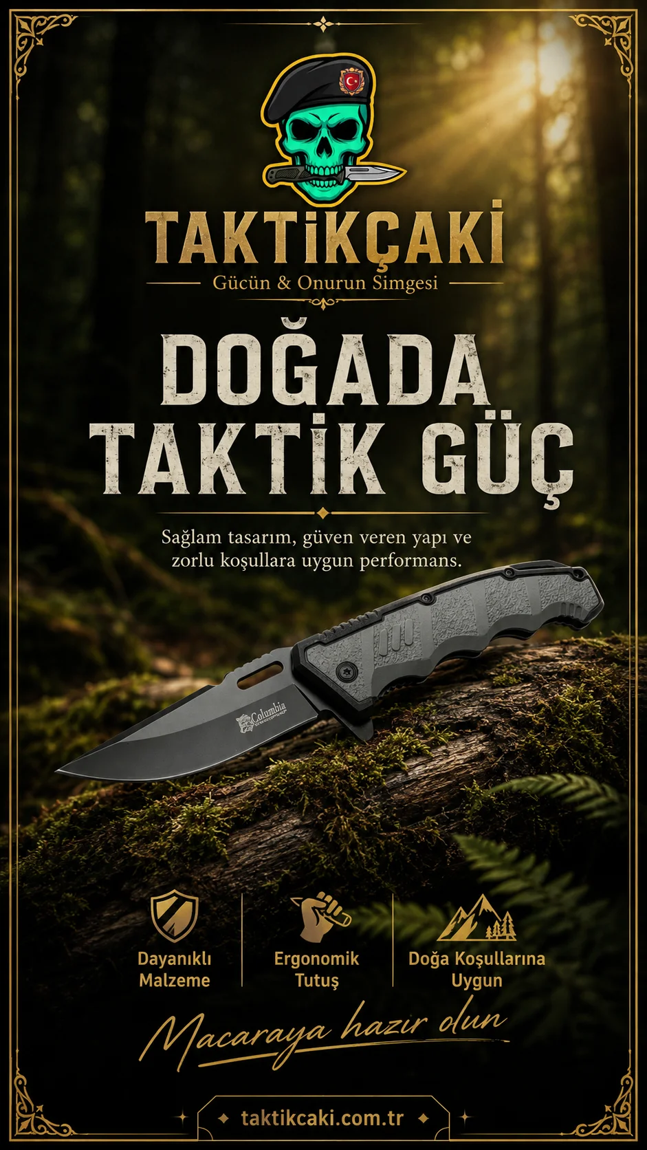 Columbia G10 Kamp Çakısı – 22 CM, Çok Fonksiyonlu Çakı, Dayanıklı Çelik Bıçak - Görsel 2