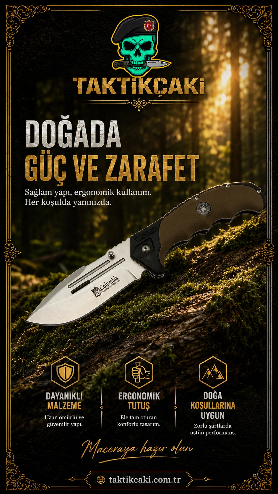 Columbia G10 Profesyonel Çakı Kahve 22 CM
