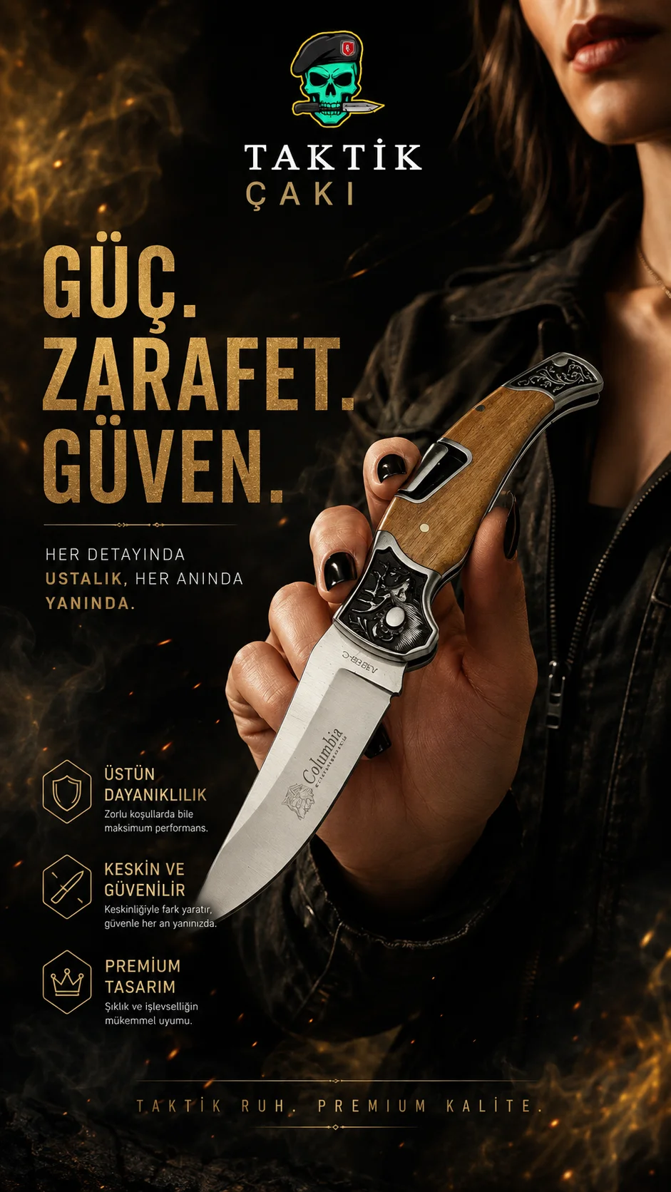 Columbia Geyik Çakı - 22.5 CM Çok Fonksiyonlu Çakı
