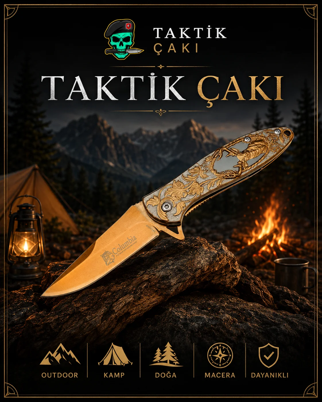 Columbia Gold Folding Knife - Görsel 3