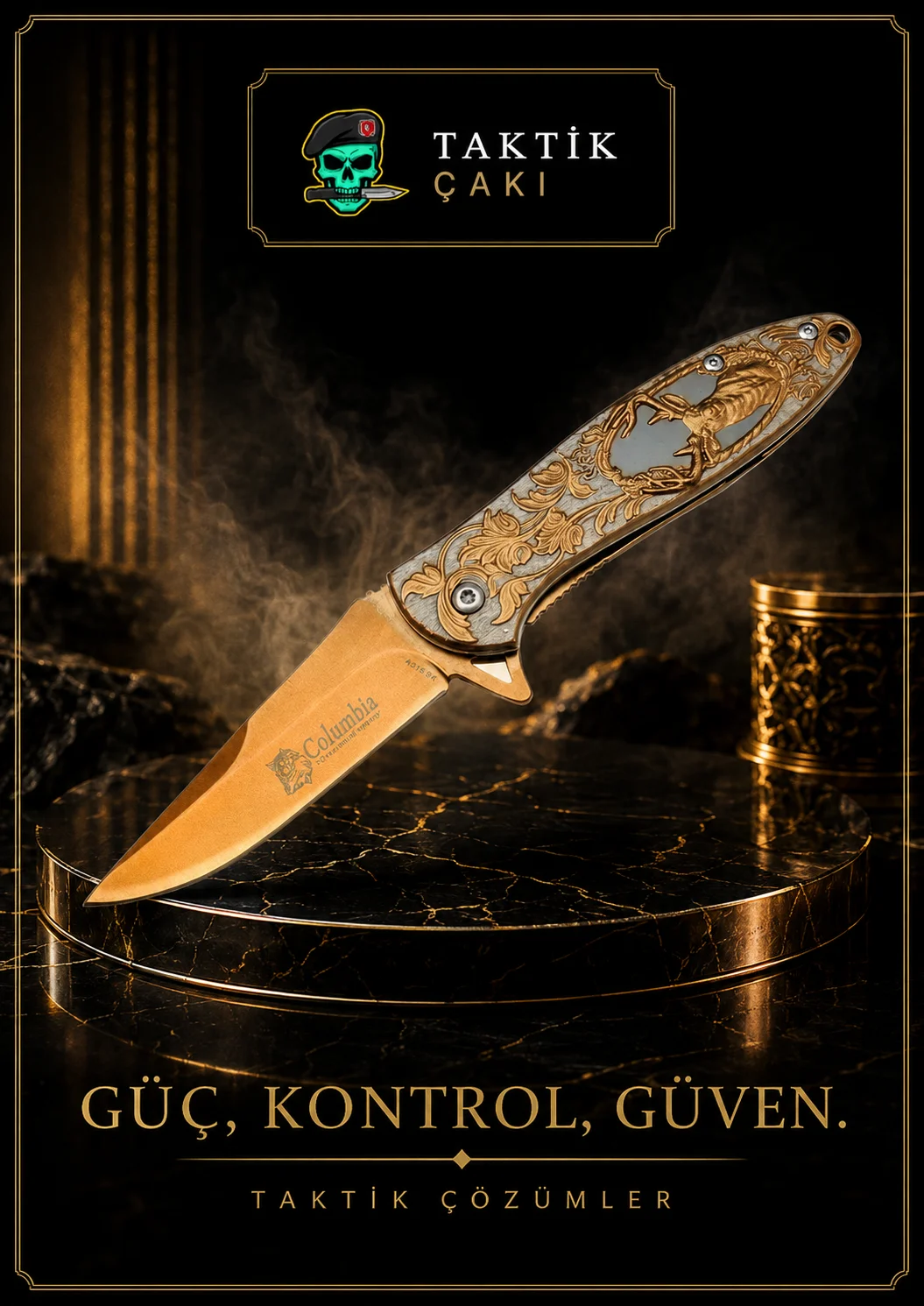 Columbia Gold Folding Knife - Görsel 2