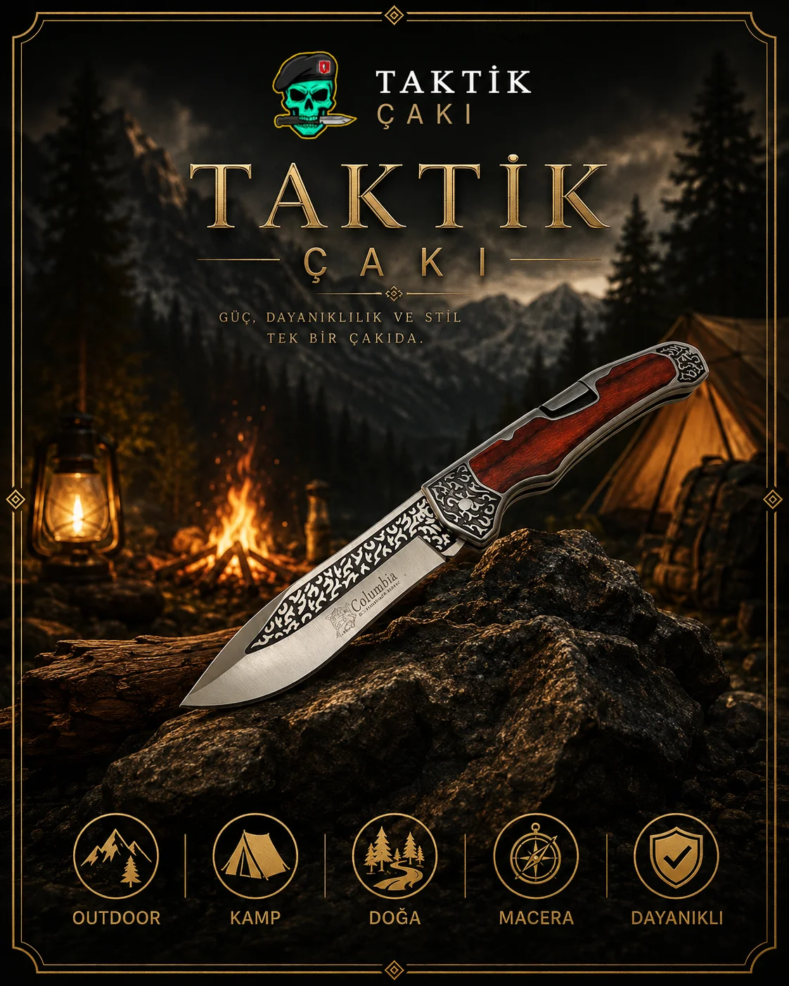 Columbia Rose Knife 21 CM Professional Folding Knife - Görsel 3