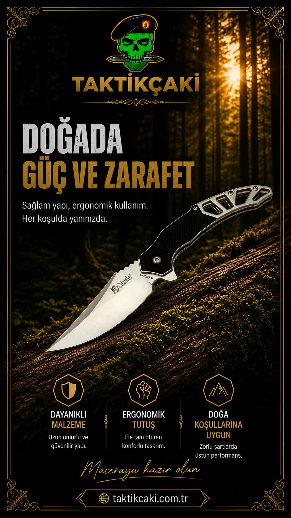 Columbia Ghost Knife Bk 21 CM Professional Folding Knife - Görsel 2