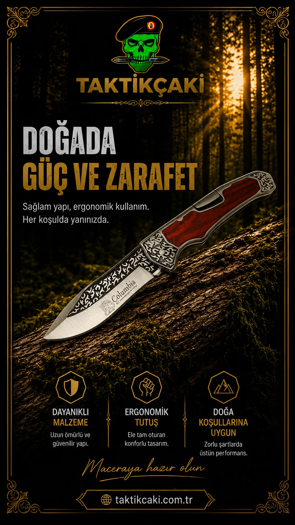 Columbia İşlemeli Çakı - 23.5 CM Çakı Çeşitleri