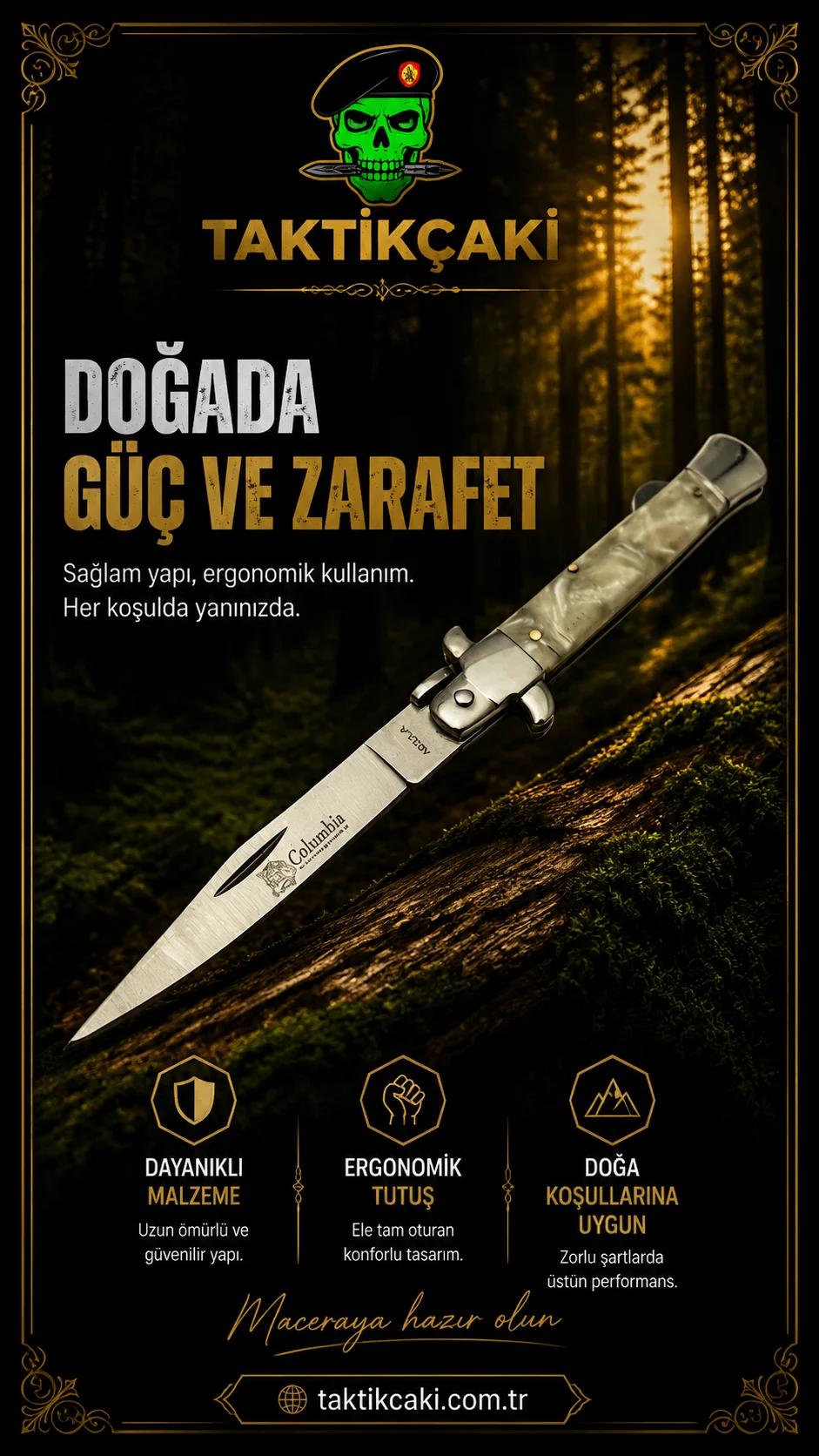 Columbia İtalyan Çakı K Sedef - 19.5 CM Çok Fonksiyonlu Çakı Profesyonel - Görsel 2