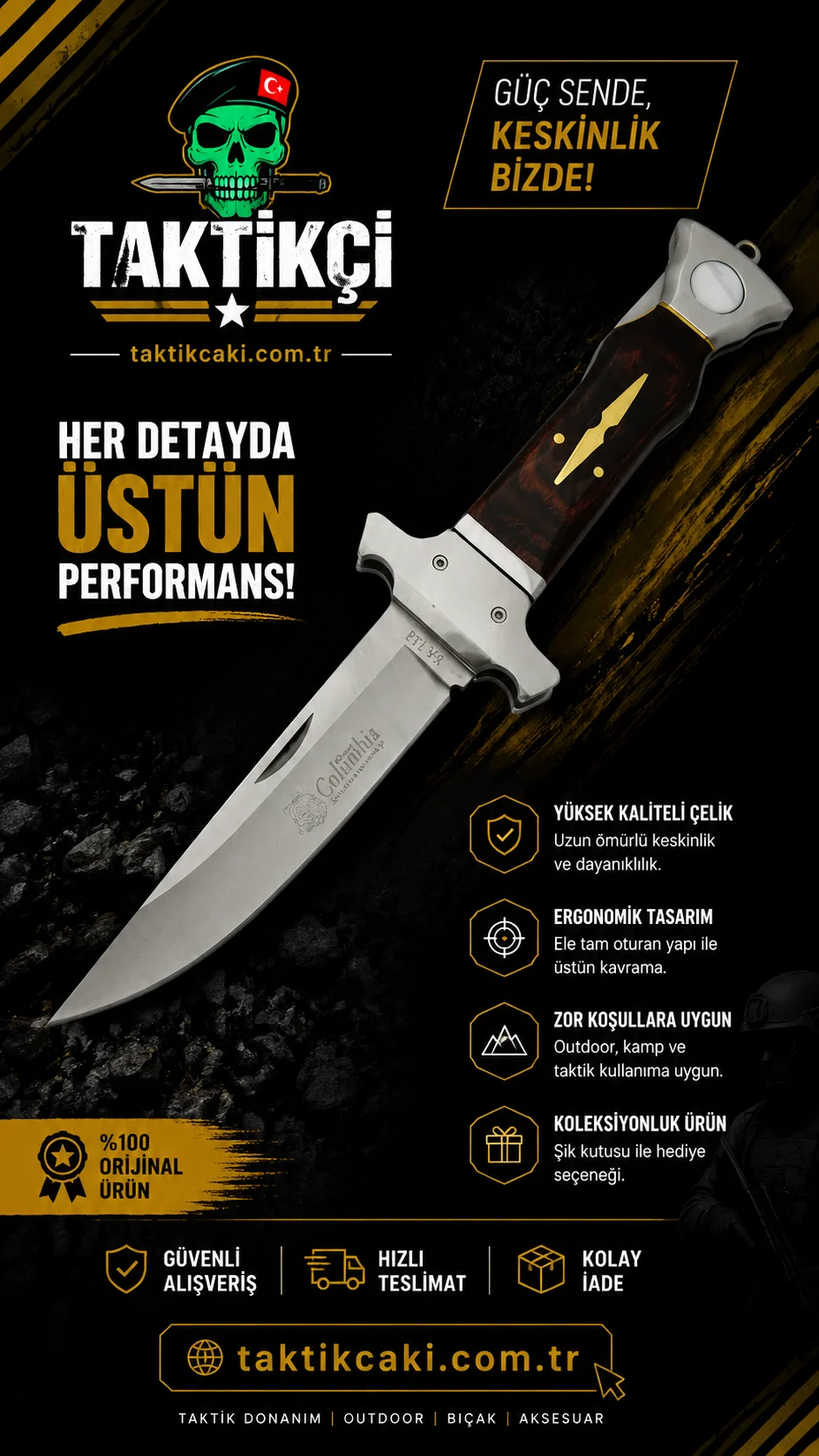 Columbia KA123 Profesyonel Çakı 26 CM