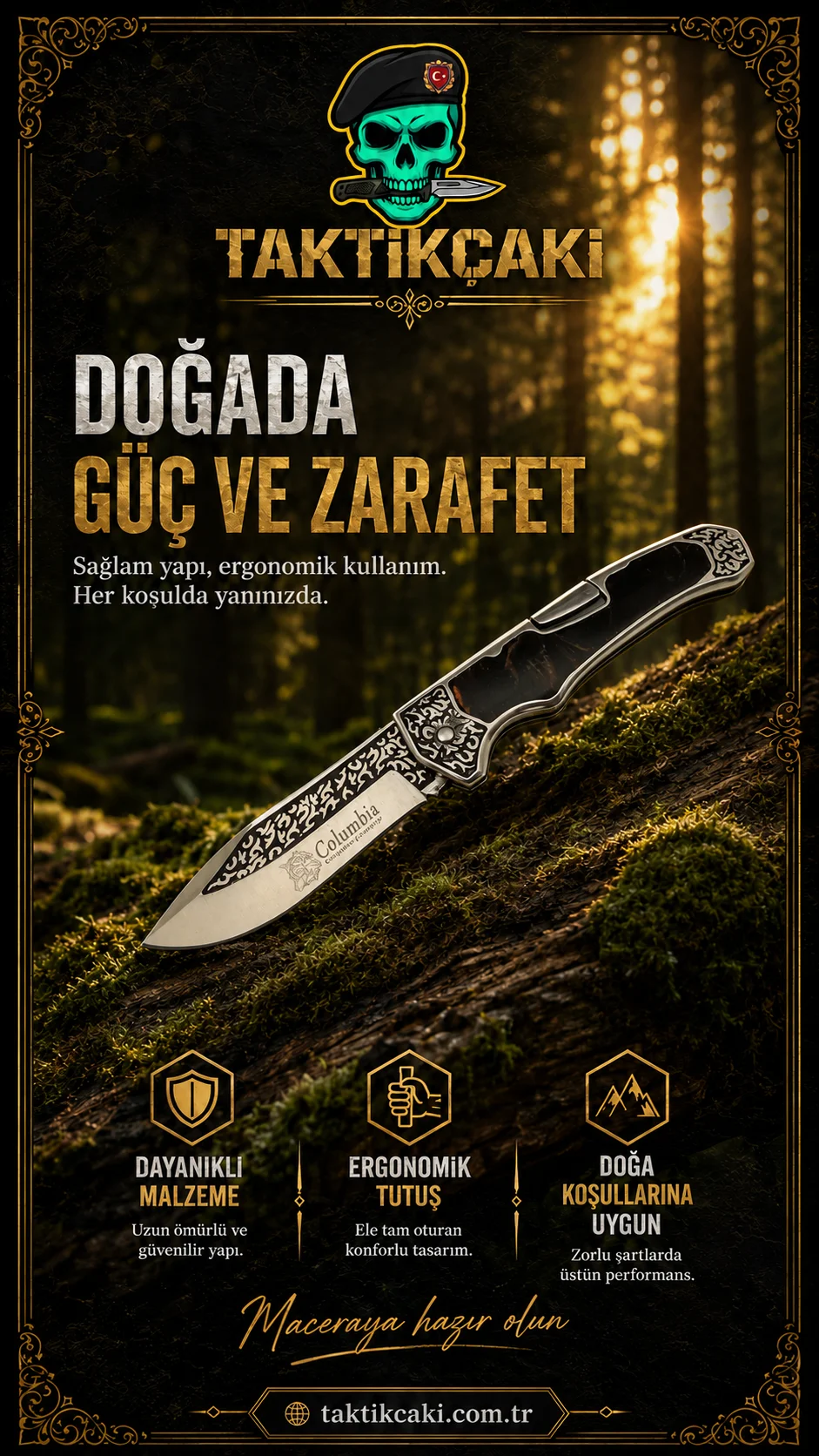 Columbia Nóż do Kawy 21 cm – Kompaktowy Nóż EDC - Görsel 2