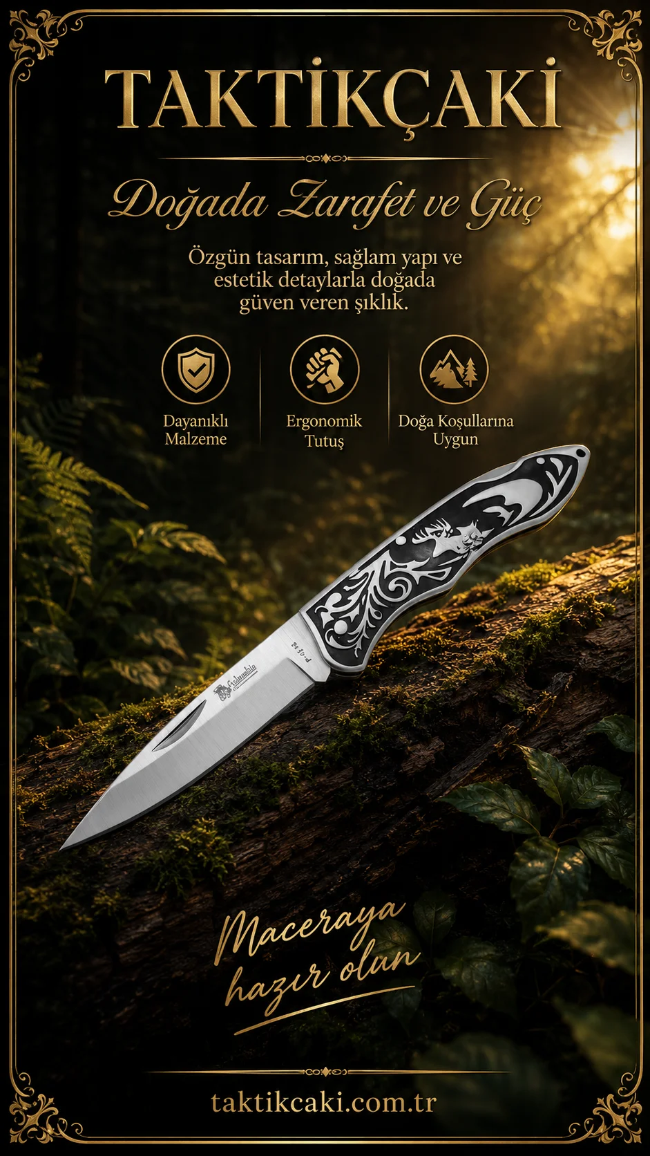 Columbia Metal Geyik Çakı – 20 CM Profesyonel Çelik Çakı - Görsel 2