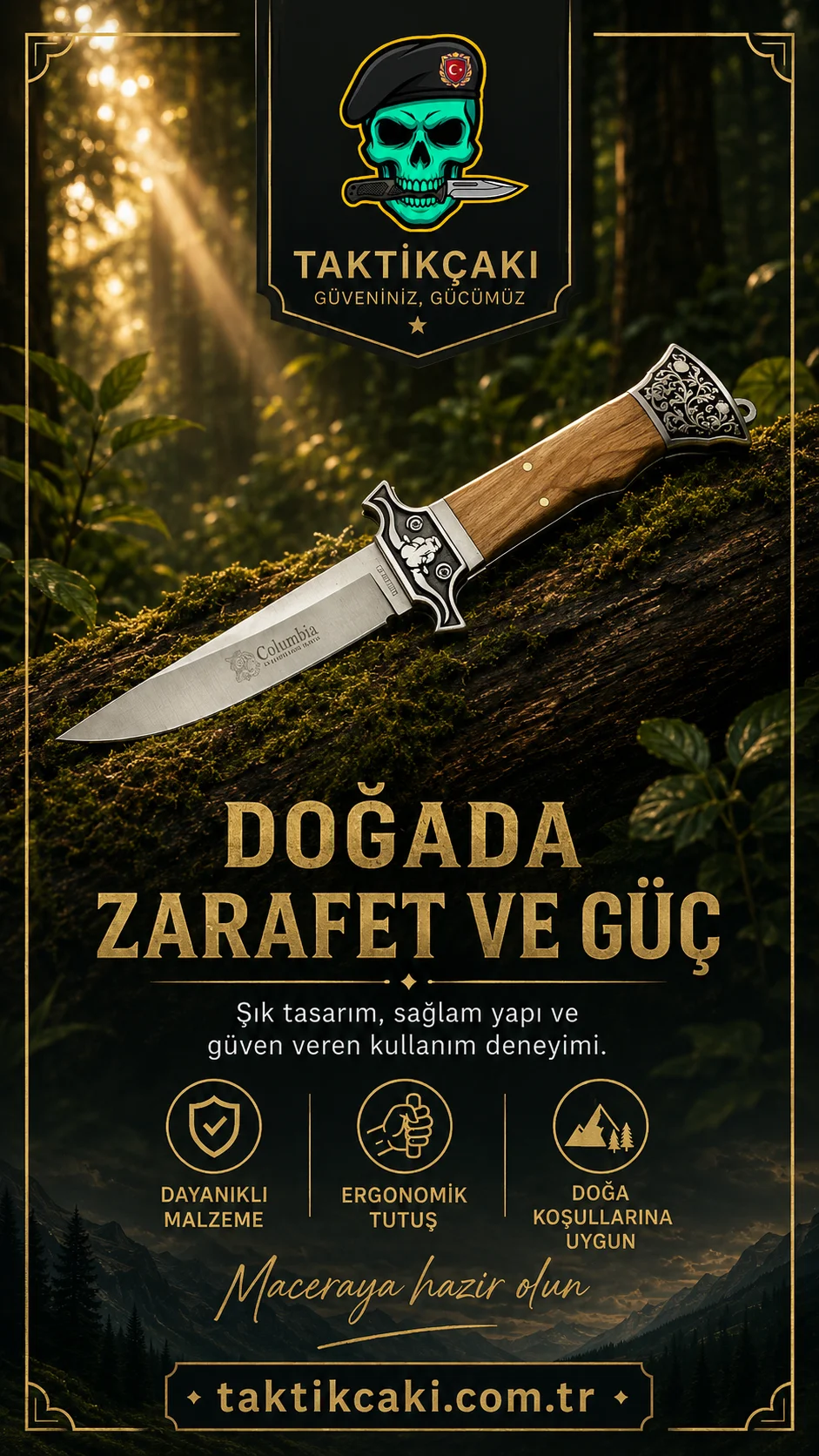 Columbia Ökuszewski Nóż Drewniany – 22 cm – Wytrzymawana Stal i Ergonomicznny Design - Görsel 2