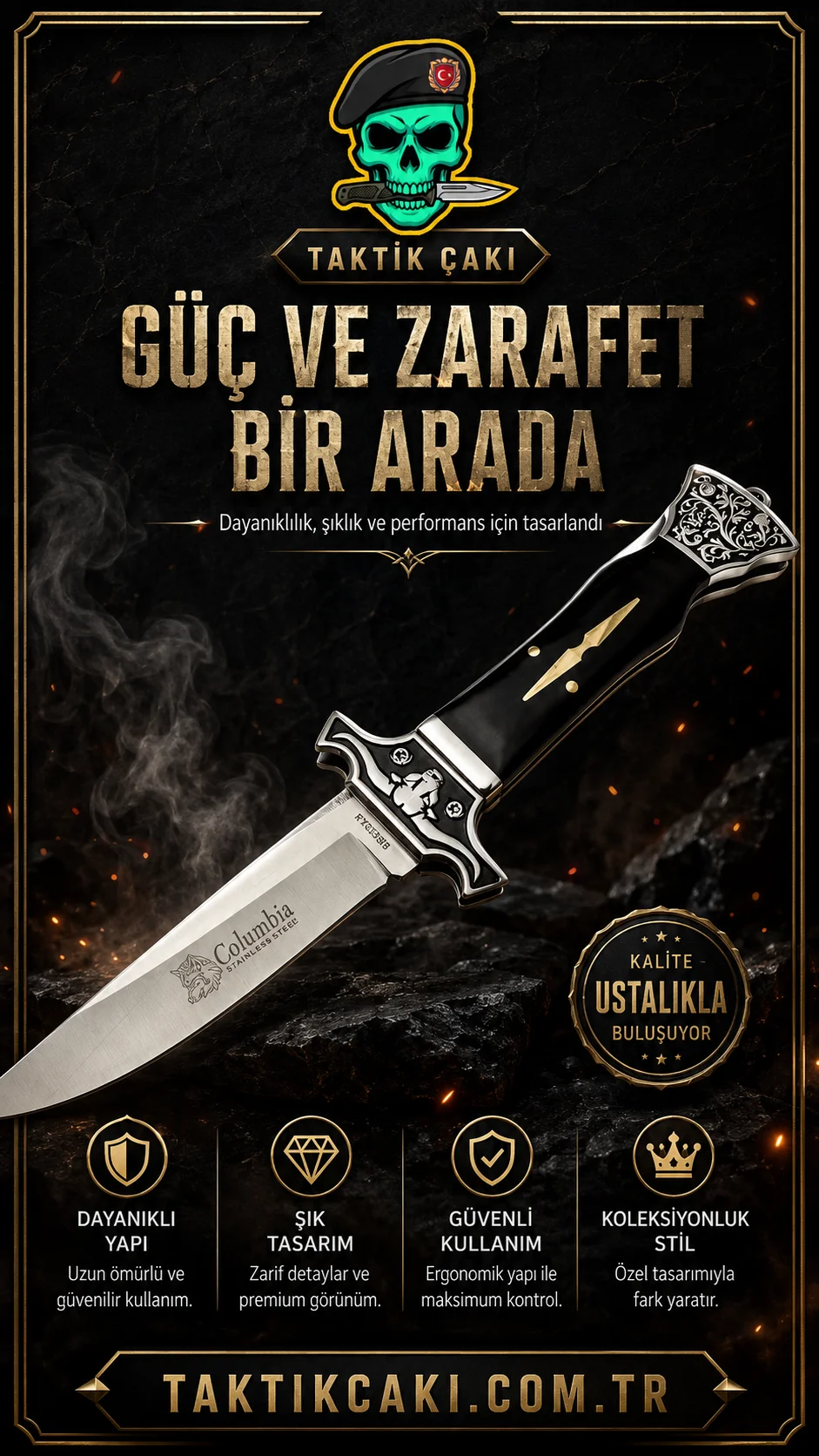 Columbia Öküzbaş Çakı - Dayanıklı Çift Kullanımlı Çakı