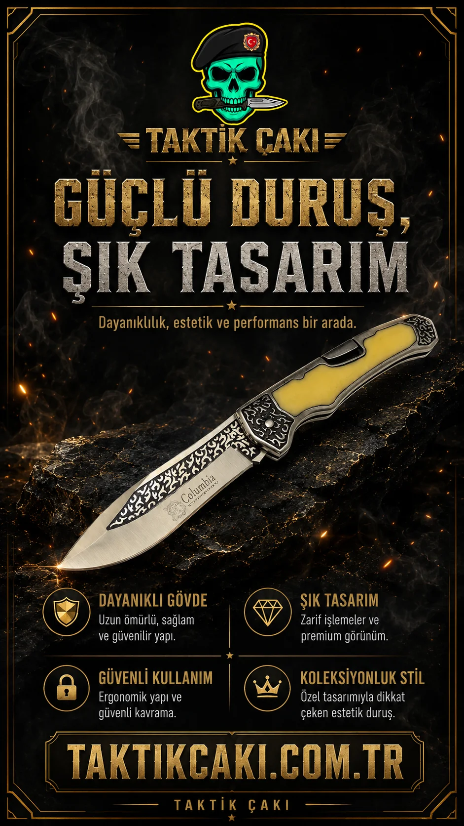 Columbia Sedef Çakı 21 CM - Çok Fonksiyonlu Çakı