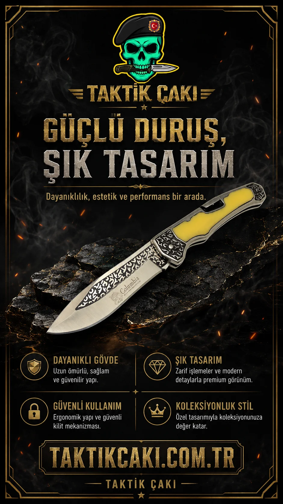 Columbia Sedef Folding Knife 23.5 cm Steel - Görsel 1