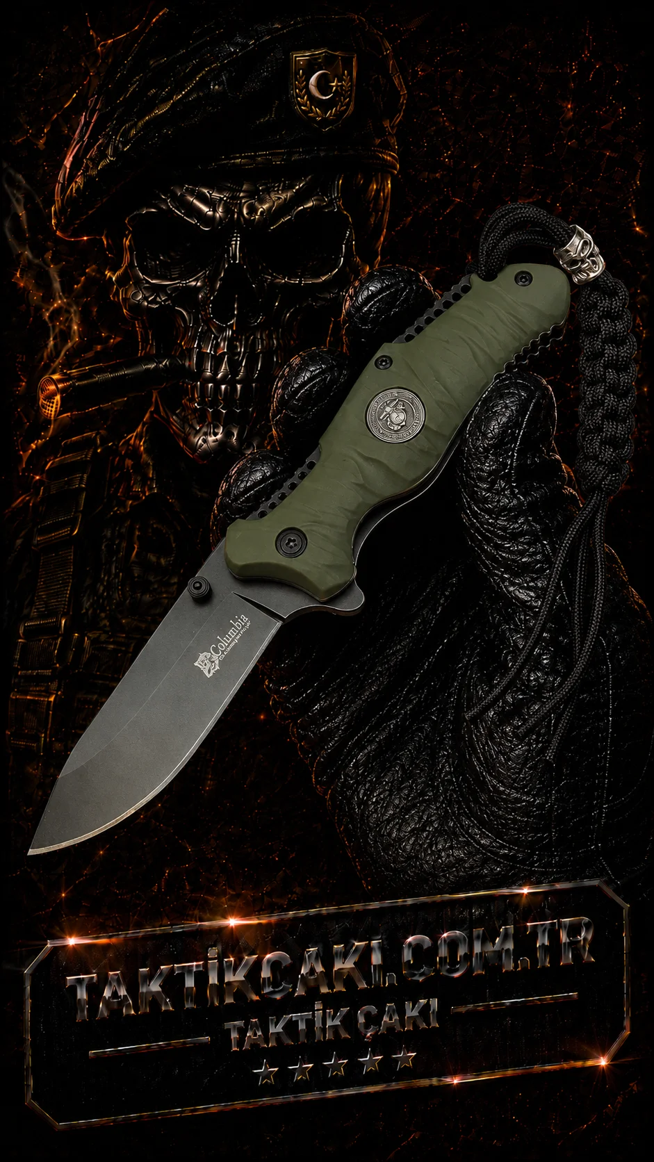 Columbia Tactical Çakı İpli 21 CM – Profesyonel Çakı