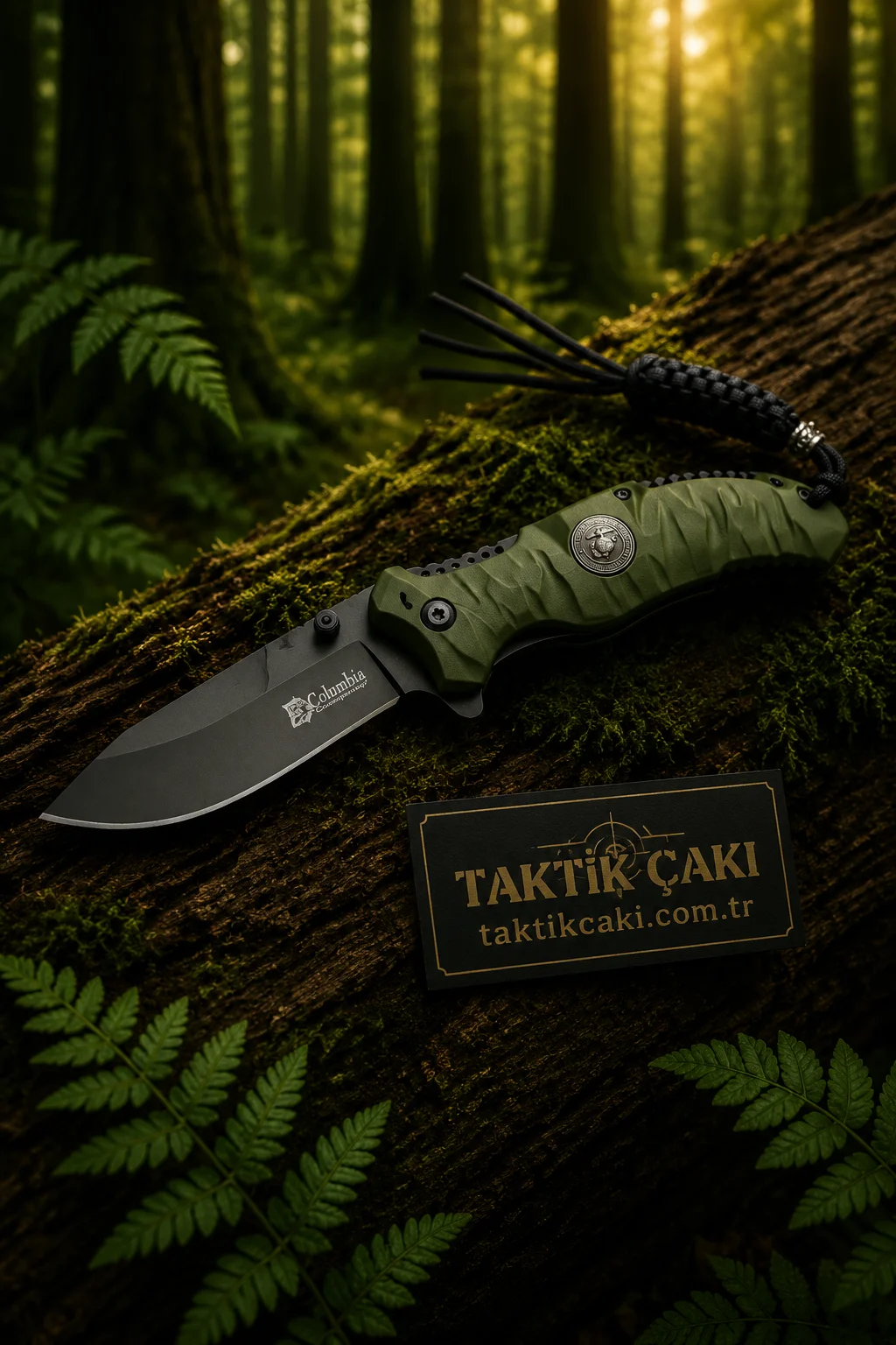 Columbia Taktický Nůž s Látkovým Řetězem 21 cm – Profesionální Nůž - Görsel 2