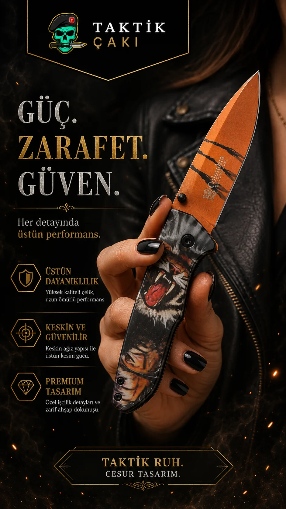 Columbia Tiger Profesyonel Çakı Çeşidi Av Aleti