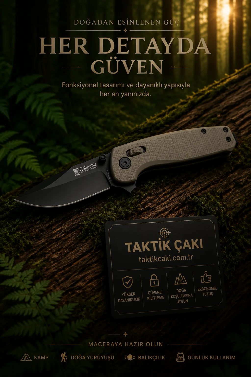 Columbia Treminus Gray Folding Knife – 18.5 cm Multi‑Function Professional - Görsel 2