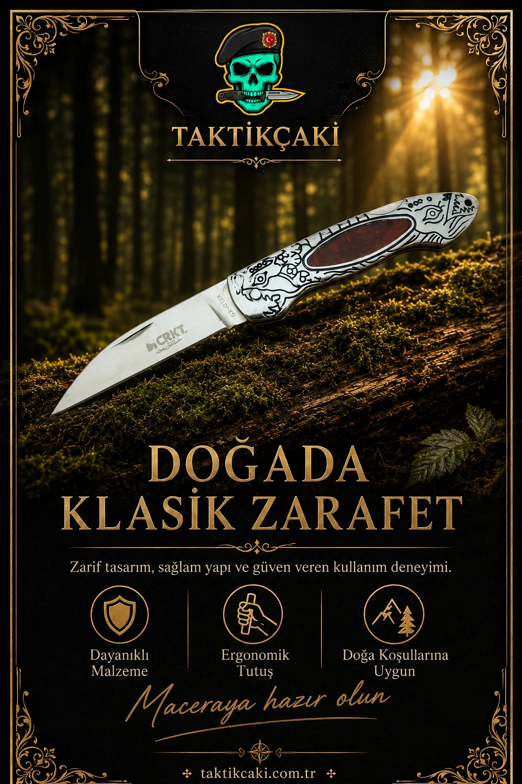 CRKT 124RD Çakı - 20 CM Avcı Çakı, Paslanmaz Çelik, Taşımaklı Kılıf - Görsel 2