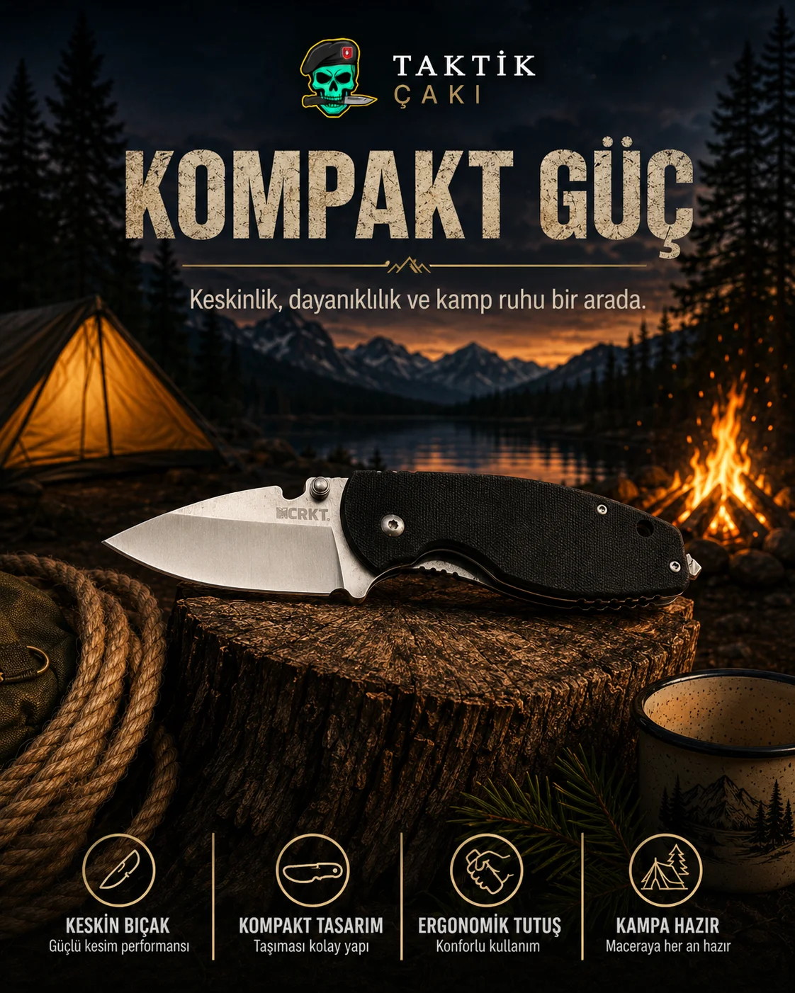 Crkt Heat Çakı 18 CM – Profesyonel Çakı
