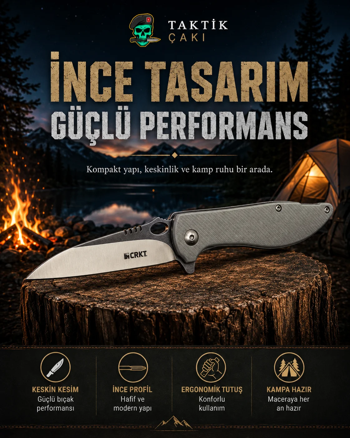 Crkt Locust Çakı - 18 CM Profesyonel Çakı