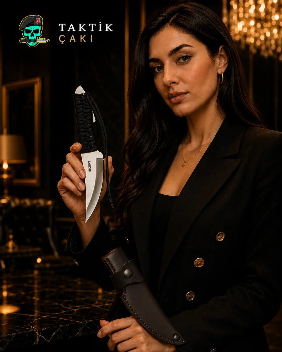 Crkt Scrub Fixed Bıçak – 22.5 cm Deri Kılıflı Çakı