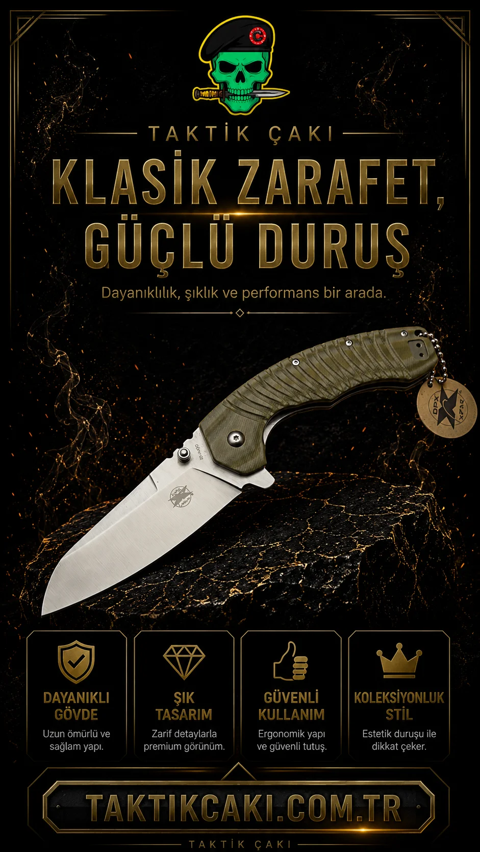 Dpx Gear Kunamy Çakı – 23 CM Güçlü Çelik Çakı, G10 Kılıf, IKBS Sistem - Görsel 2