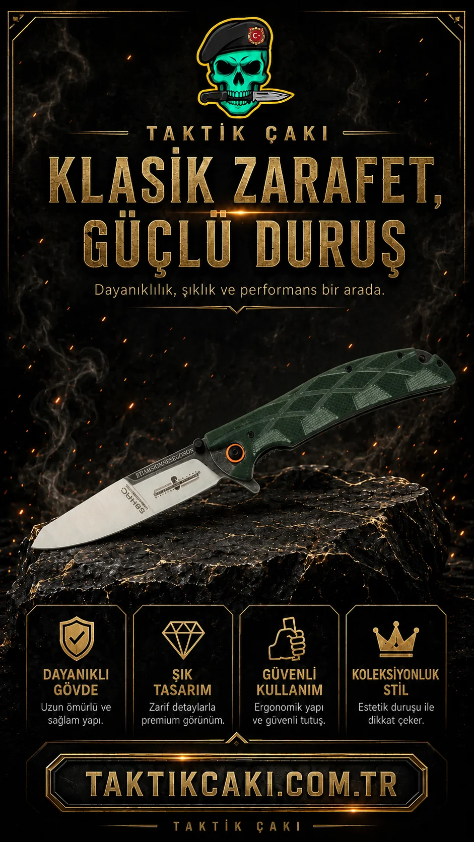 Extrema Ratıo 58 Hrc 25 CM Yeşil Çakı – Dayanıklı Çelik, Şık Tasarım