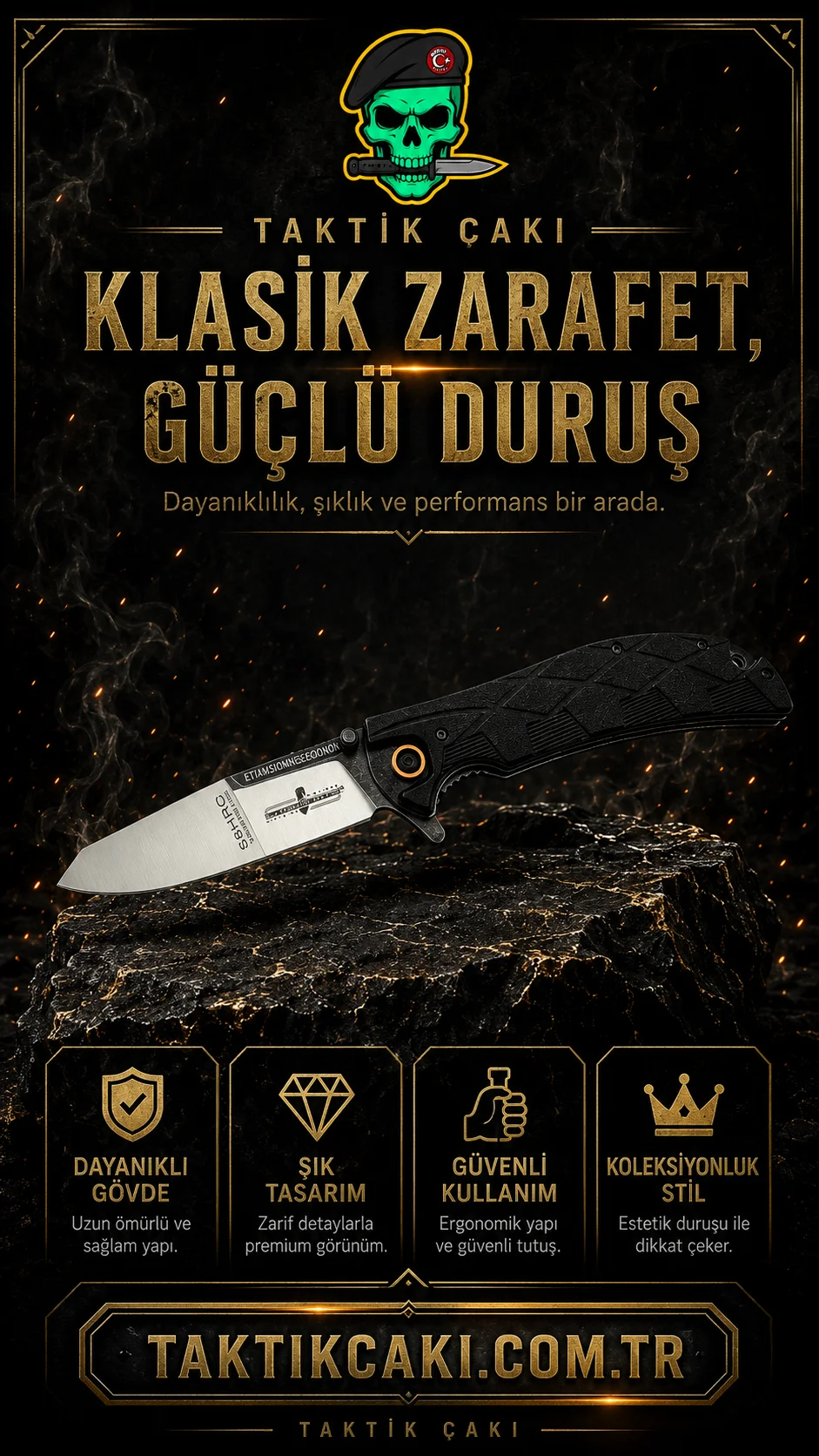 Extrema Ratio 58 Hrc Siyah Çakı - 25 CM D2 Çelik - Görsel 2