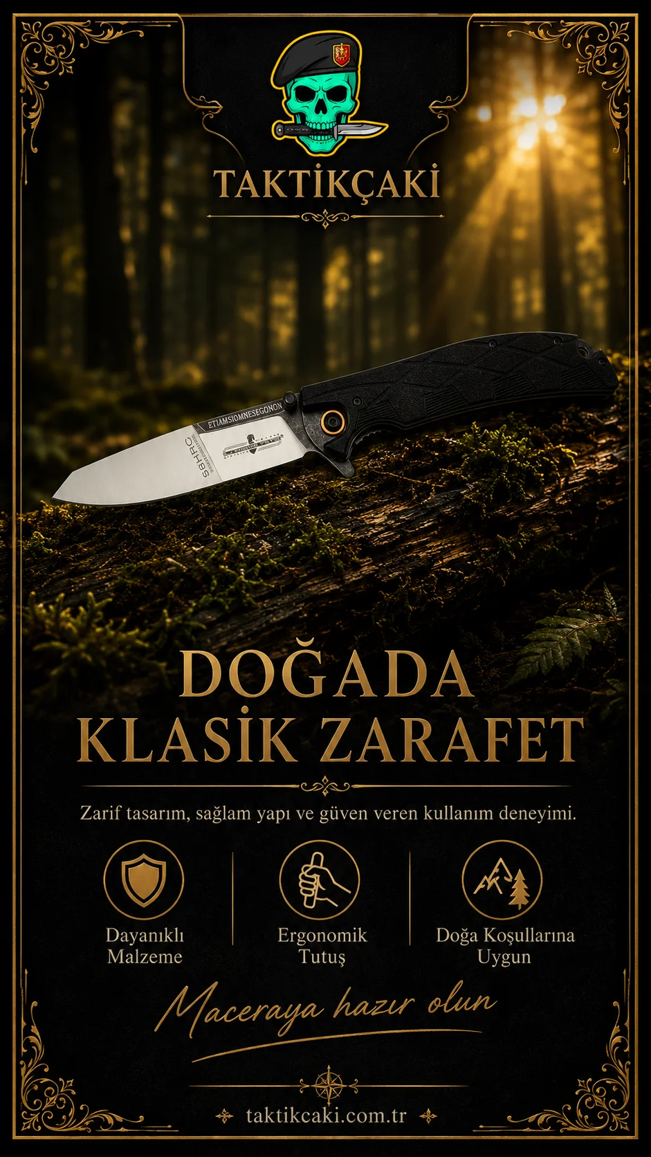 Extrema Ratio 58 Hrc Siyah Çakı - 25 CM D2 Çelik