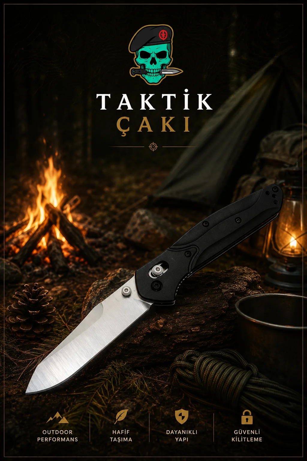 Grey Wolf D2 Profesyonel Çakı - 19.5 CM Duvar & Kaya Delikleri İçin İkili Yönlü Av Kampa Özel Tasarım - Görsel 2
