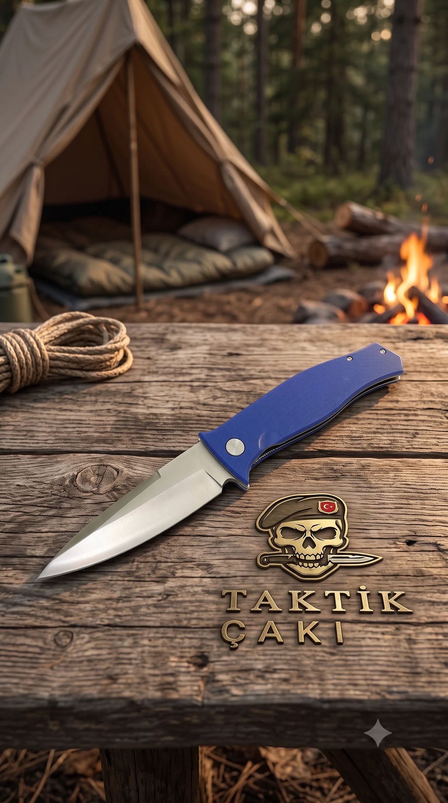 Grey Wolf D2 Profesyonel Av Çakısı - D2 Çelik G10 Mavi Sap