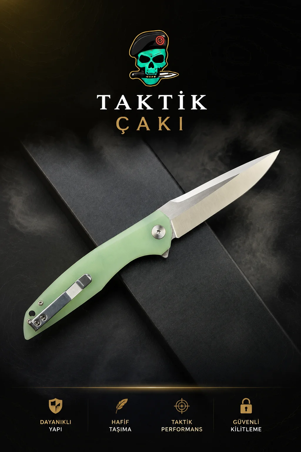 Grey Wolf D2 Profesyonel Yeşil Avcı Çakısı 22,5 CM