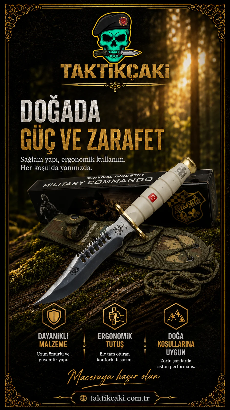 Halmak Beyaz Kurt 30 CM Av Bıçağı - Profesyonel Av Kesici