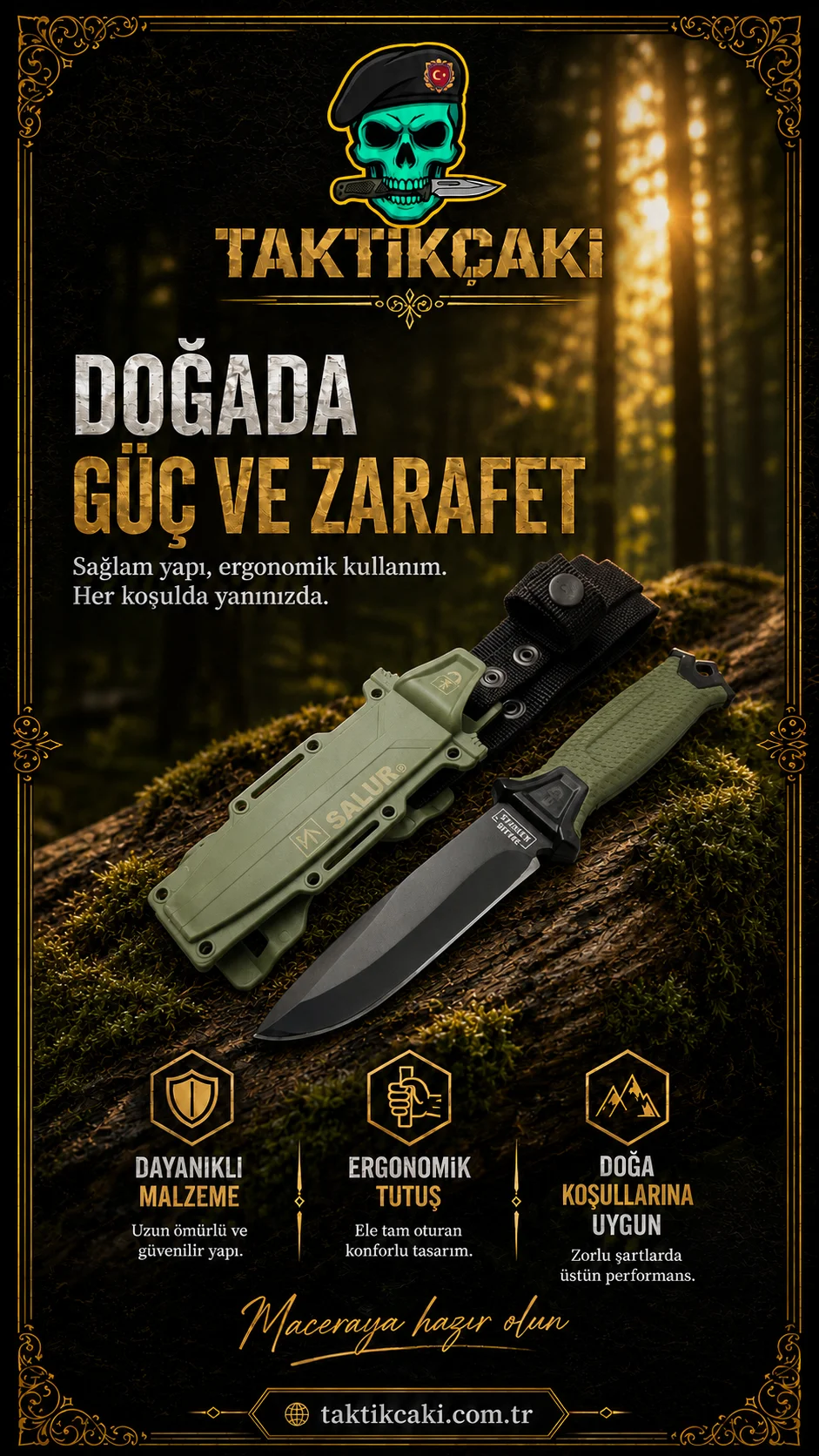 Halmak Salur Tactical Av Bıçağı 25,5 CM – Keskin Çelik, Ergonomik Tasarım - Görsel 2