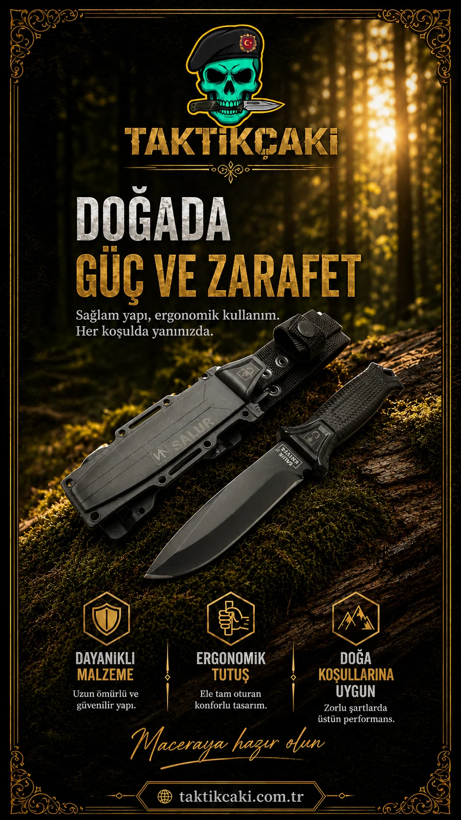 Halmak Salur Tactical Bıçak 25,5 cm Av Bıçağı - Profesyonel Keskinlik - Görsel 2