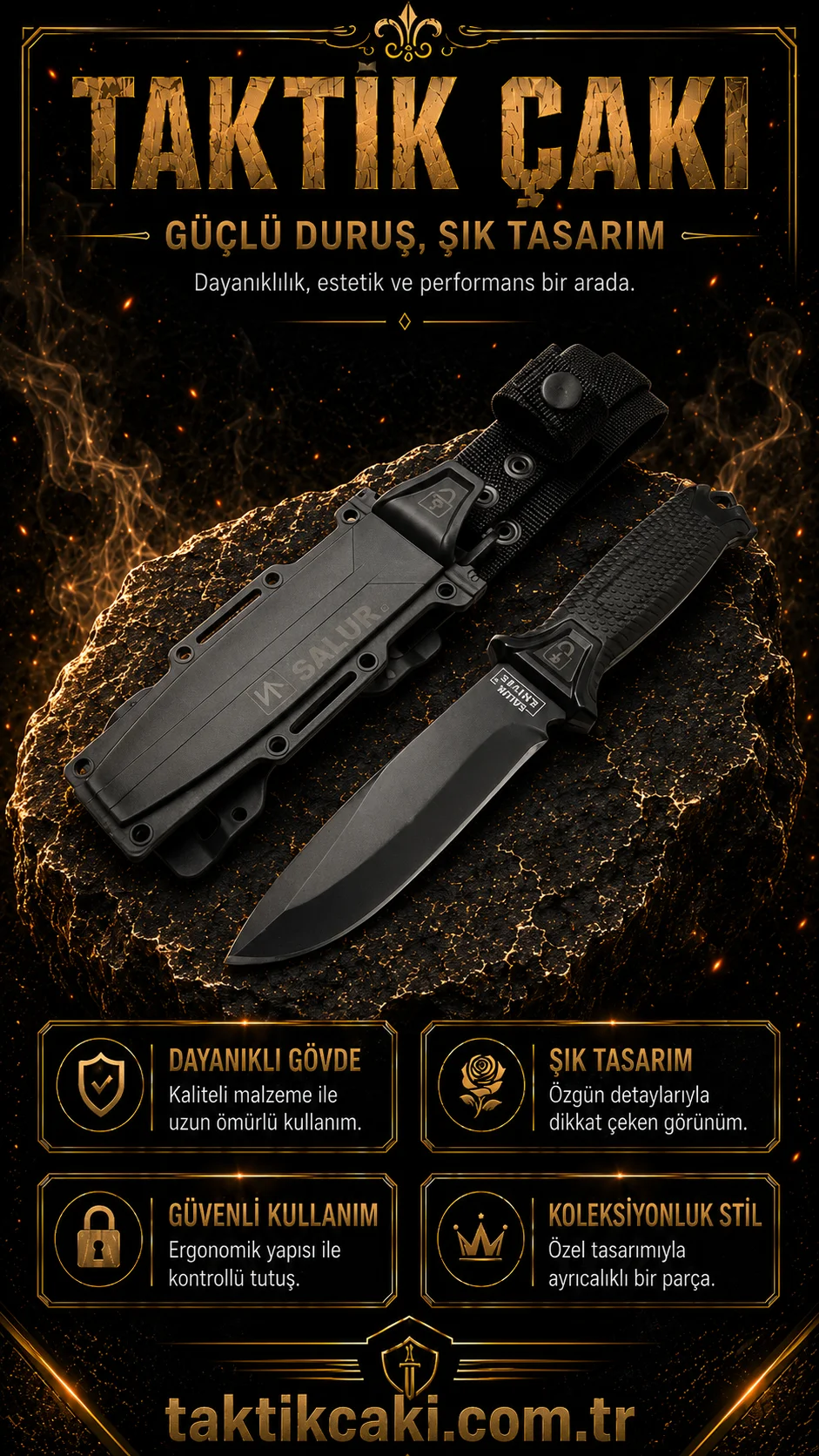 Halmak Salur Tactical Bıçak 25,5 cm Av Bıçağı - Profesyonel Keskinlik