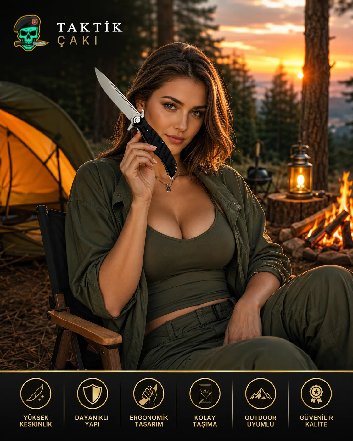 Haps Bugs 8CR14 MOV Large Çakı – 26 CM Çelik Çakı