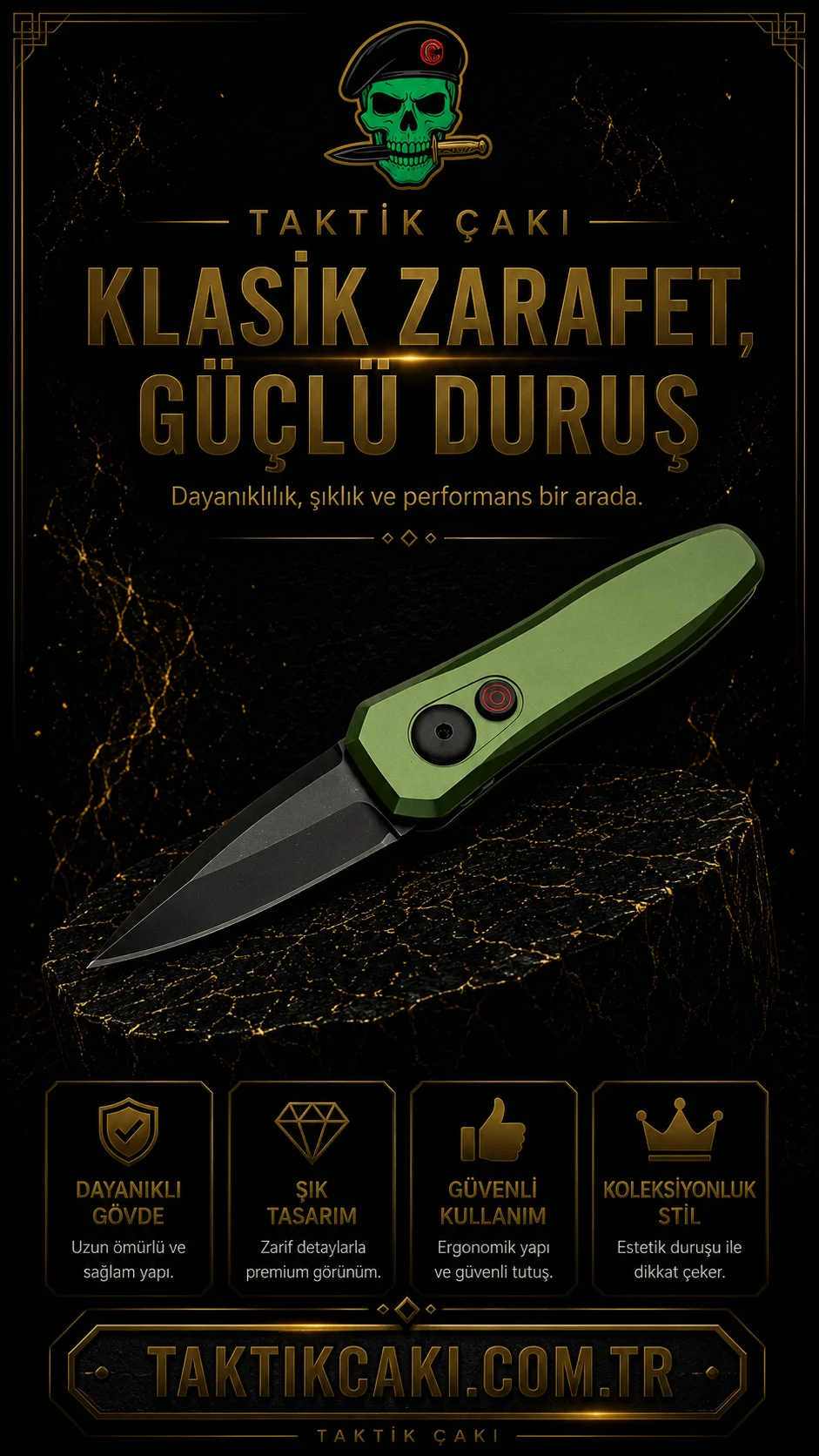 Haps Bugs Mini Oto Çakı 12,5 CM – 7500 Launch 4 Otomatik Çift Katmanlı Çakı - Görsel 2